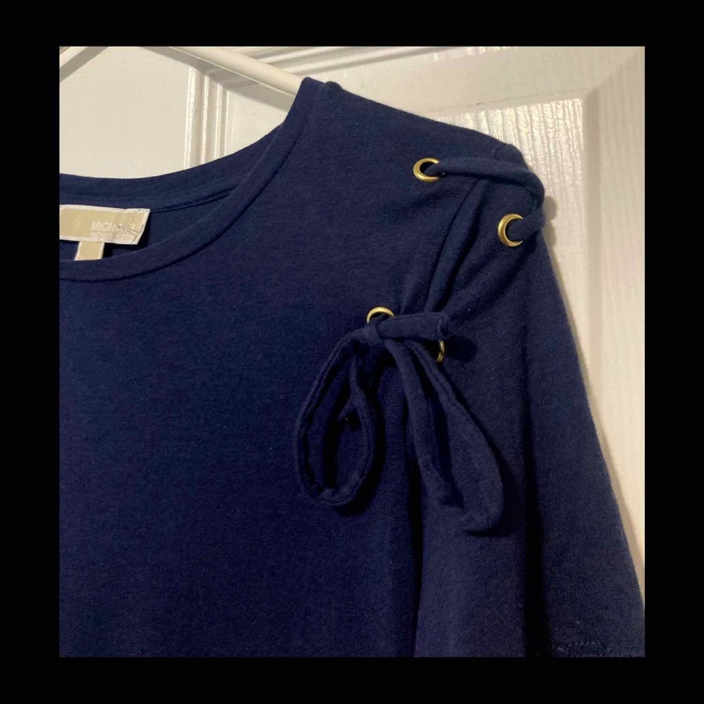 MICHAEL Michael Kors Navy Blue Tie Up Lace Short Sleeve Blouse “S”